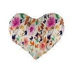 Vector Floral Art Standard 16  Premium Flano Heart Shape Cushions Back