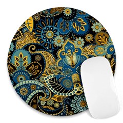 Retro Ethnic Background Pattern Vector Round Mousepads by Amaryn4rt