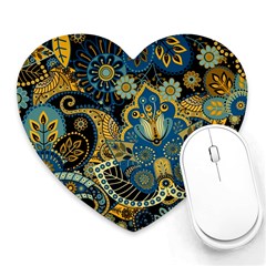 Retro Ethnic Background Pattern Vector Heart Mousepads by Amaryn4rt