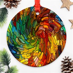 Stained Glass Patterns Colorful Ornament (round)