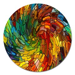 Stained Glass Patterns Colorful Magnet 5  (round) by Amaryn4rt