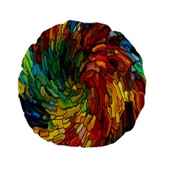 Stained Glass Patterns Colorful Standard 15  Premium Flano Round Cushions by Amaryn4rt