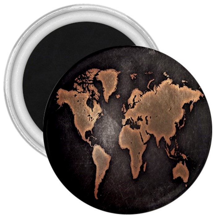 Grunge Map Of Earth 3  Magnets