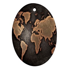 Grunge Map Of Earth Ornament (oval) by Amaryn4rt