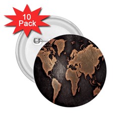 Grunge Map Of Earth 2 25  Buttons (10 Pack)  by Amaryn4rt