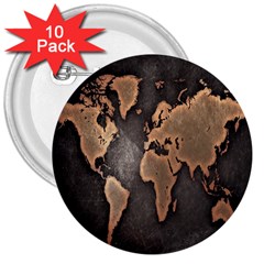 Grunge Map Of Earth 3  Buttons (10 Pack)  by Amaryn4rt