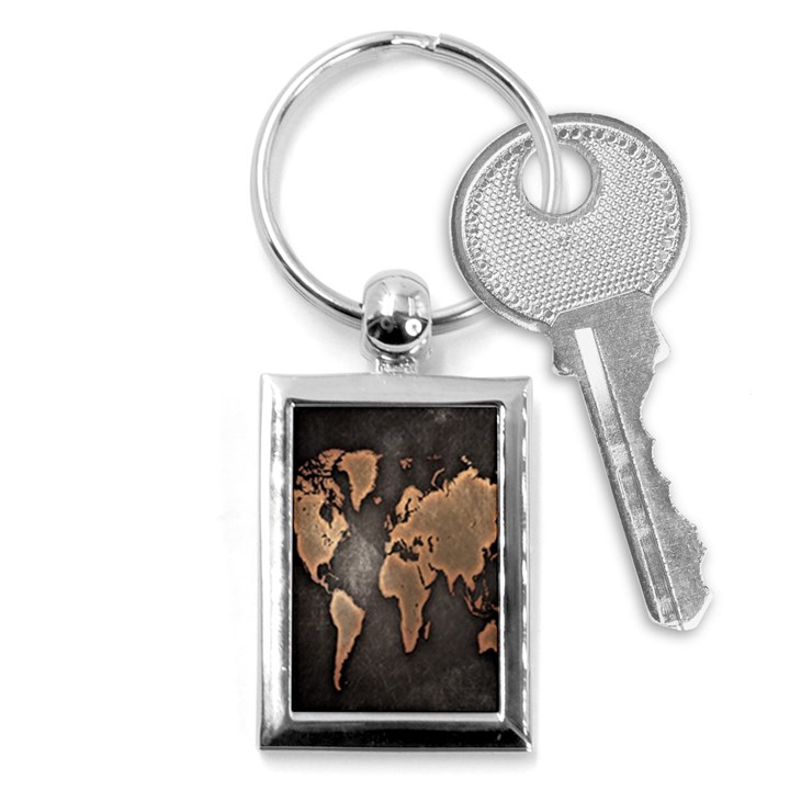 Grunge Map Of Earth Key Chains (Rectangle) 