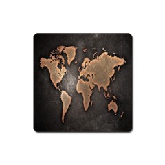 Grunge Map Of Earth Square Magnet by Amaryn4rt