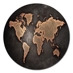 Grunge Map Of Earth Magnet 5  (round) by Amaryn4rt