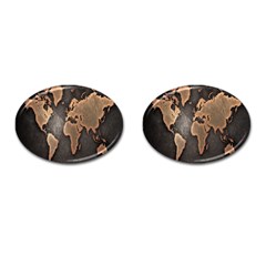 Grunge Map Of Earth Cufflinks (oval) by Amaryn4rt