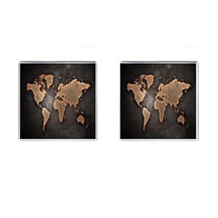 Grunge Map Of Earth Cufflinks (square)