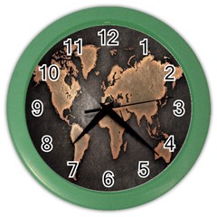 Grunge Map Of Earth Color Wall Clocks by Amaryn4rt