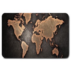 Grunge Map Of Earth Large Doormat  by Amaryn4rt