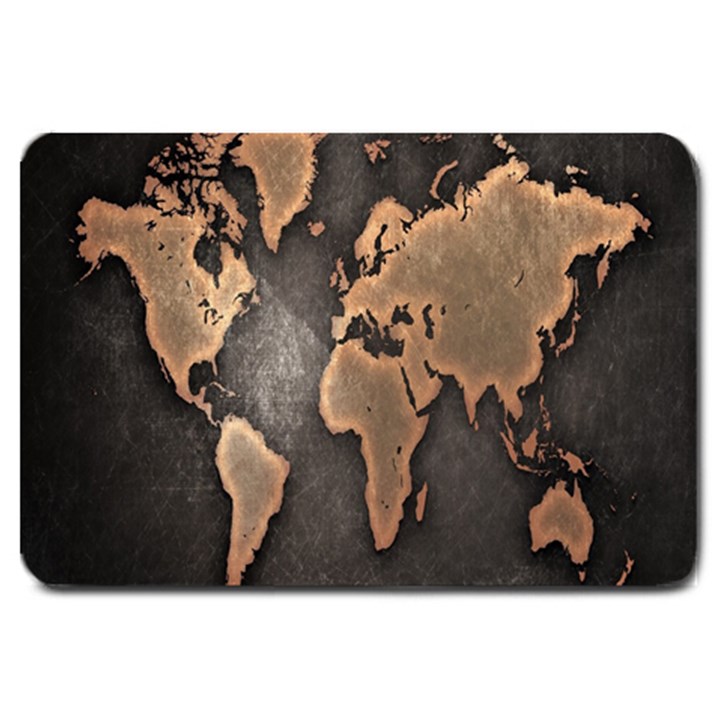 Grunge Map Of Earth Large Doormat 