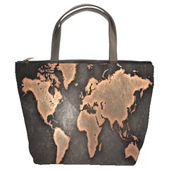 Grunge Map Of Earth Bucket Bags by Amaryn4rt