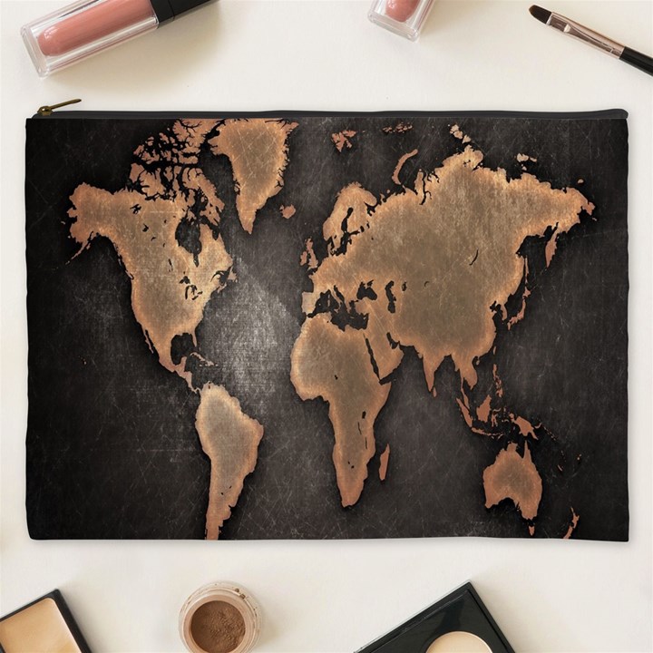 Grunge Map Of Earth Cosmetic Bag (XXXL) 