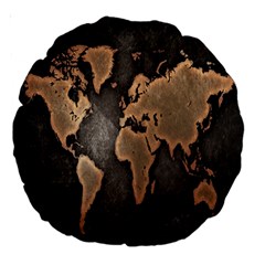 Grunge Map Of Earth Large 18  Premium Round Cushions by Amaryn4rt