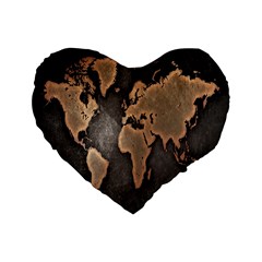 Grunge Map Of Earth Standard 16  Premium Heart Shape Cushions by Amaryn4rt