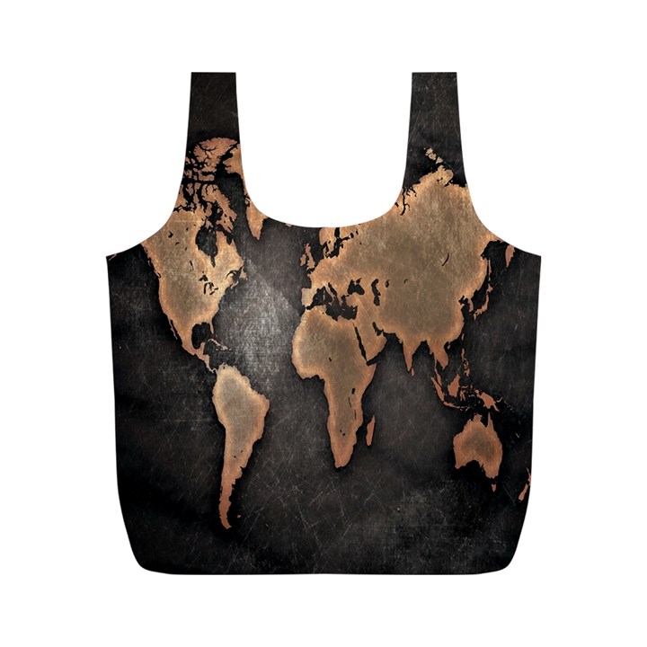 Grunge Map Of Earth Full Print Recycle Bags (M) 