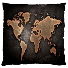 Grunge Map Of Earth Large Flano Cushion Case (one Side) by Amaryn4rt