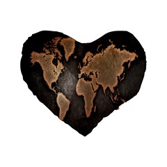 Grunge Map Of Earth Standard 16  Premium Flano Heart Shape Cushions by Amaryn4rt