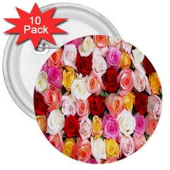 Rose Color Beautiful Flowers 3  Buttons (10 Pack)  by Amaryn4rt