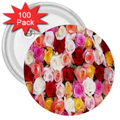 Rose Color Beautiful Flowers 3  Buttons (100 Pack)  by Amaryn4rt