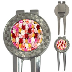 Rose Color Beautiful Flowers 3-in-1 Golf Divots by Amaryn4rt