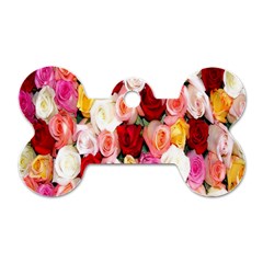 Rose Color Beautiful Flowers Dog Tag Bone (two Sides)