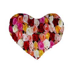 Rose Color Beautiful Flowers Standard 16  Premium Flano Heart Shape Cushions by Amaryn4rt