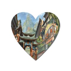 Japanese Art Painting Fantasy Heart Magnet