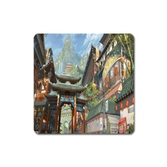 Japanese Art Painting Fantasy Square Magnet