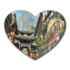 Japanese Art Painting Fantasy Heart Mousepads