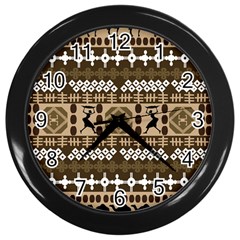 African Vector Patterns Wall Clocks (black) by Amaryn4rt