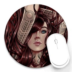 Beautiful Women Fantasy Art Round Mousepads