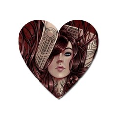 Beautiful Women Fantasy Art Heart Magnet by Amaryn4rt