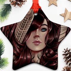 Beautiful Women Fantasy Art Star Ornament (two Sides) by Amaryn4rt