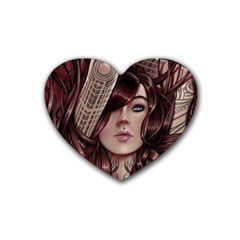 Beautiful Women Fantasy Art Heart Coaster (4 Pack)  by Amaryn4rt