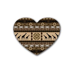 African Vector Patterns  Rubber Coaster (heart)  by Amaryn4rt