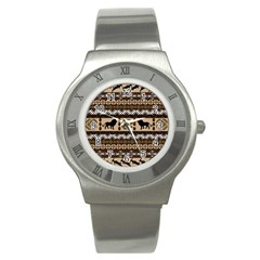 African Vector Patterns  Stainless Steel Watch