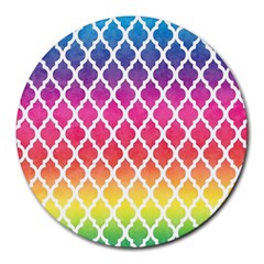 Colorful Rainbow Moroccan Pattern Round Mousepads by Amaryn4rt