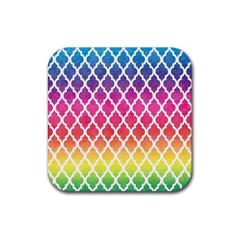 Colorful Rainbow Moroccan Pattern Rubber Coaster (square)  by Amaryn4rt