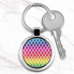 Colorful Rainbow Moroccan Pattern Key Chains (round)  by Amaryn4rt