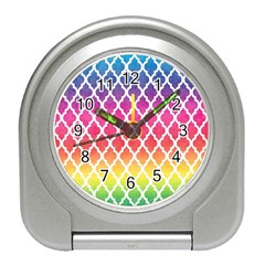 Colorful Rainbow Moroccan Pattern Travel Alarm Clocks by Amaryn4rt