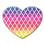 Colorful Rainbow Moroccan Pattern Heart Mousepads Front