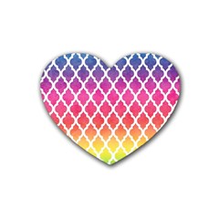 Colorful Rainbow Moroccan Pattern Rubber Coaster (heart)  by Amaryn4rt