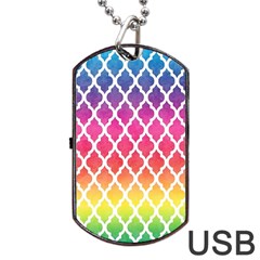 Colorful Rainbow Moroccan Pattern Dog Tag Usb Flash (one Side)