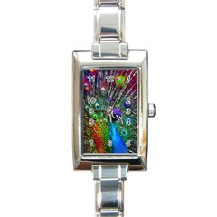 3d Peacock Pattern Rectangle Italian Charm Watch