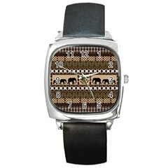 African Vector Patterns  Square Metal Watch