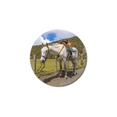 White Horse Tied Up At Cotopaxi National Park Ecuador Golf Ball Marker (4 Pack) by dflcprints